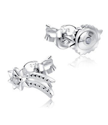 Shooting Star Designed With CZ Stone Silver Ear Stud STS-5534